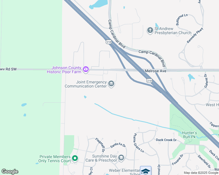 map of restaurants, bars, coffee shops, grocery stores, and more near 4529 Melrose Avenue in Iowa City