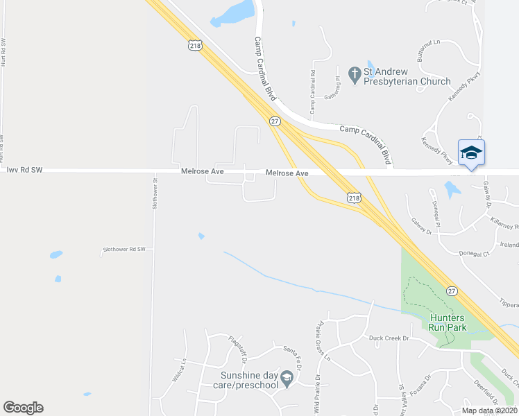 map of restaurants, bars, coffee shops, grocery stores, and more near 4529 Melrose Avenue in Iowa City