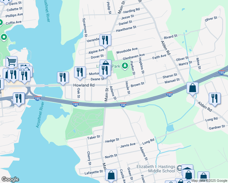map of restaurants, bars, coffee shops, grocery stores, and more near 8 Wilding Street in Fairhaven