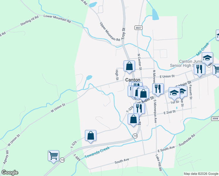 map of restaurants, bars, coffee shops, grocery stores, and more near 99 Twin Pine Lane in Canton
