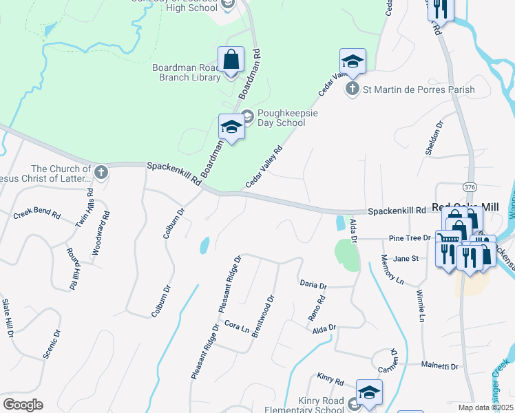 map of restaurants, bars, coffee shops, grocery stores, and more near 3 Spackenkill Road in Poughkeepsie