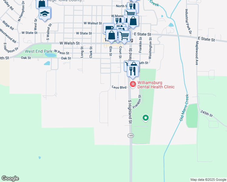 map of restaurants, bars, coffee shops, grocery stores, and more near 100 Sunnyslope Street in Williamsburg