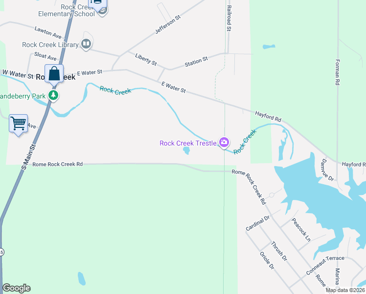map of restaurants, bars, coffee shops, grocery stores, and more near 2811 Rome Rock Creek Road in Rock Creek