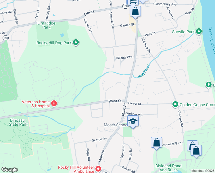 map of restaurants, bars, coffee shops, grocery stores, and more near 27 Carillon Drive in Rocky Hill