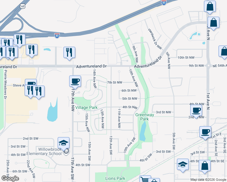 map of restaurants, bars, coffee shops, grocery stores, and more near 618 12th Avenue Northwest in Altoona