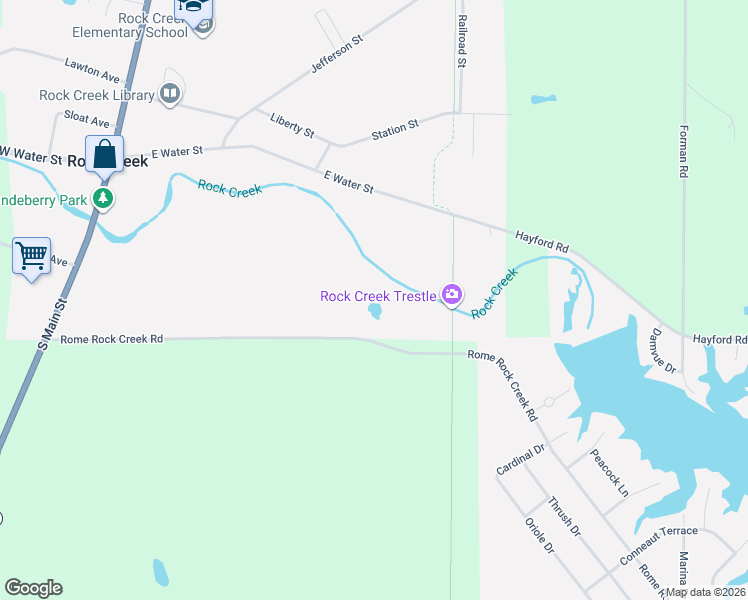 map of restaurants, bars, coffee shops, grocery stores, and more near 2811 Rome Rock Creek Road in Rock Creek