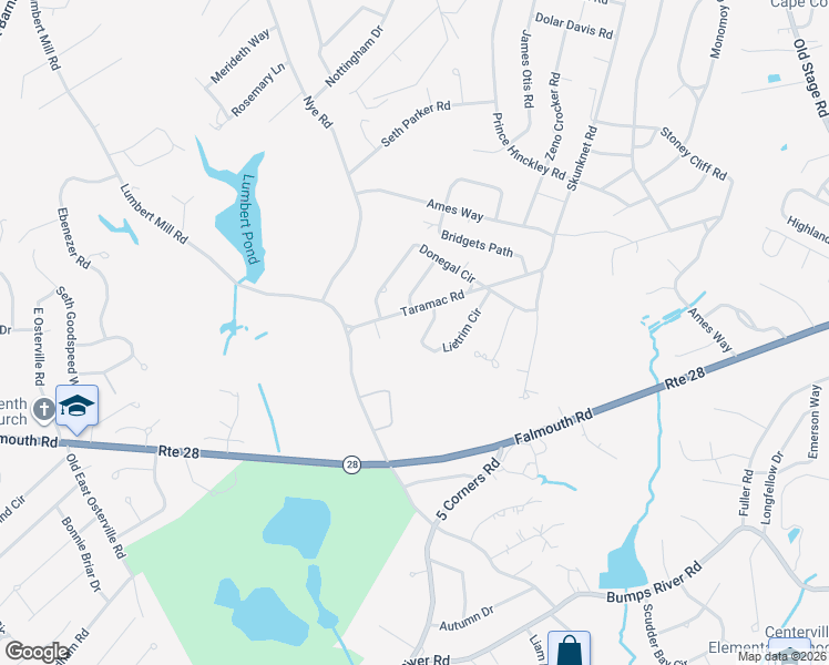 map of restaurants, bars, coffee shops, grocery stores, and more near 57 Taramac Road in Barnstable