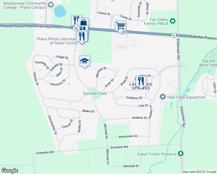 map of restaurants, bars, coffee shops, grocery stores, and more near 3909 Pratt Street in Plano