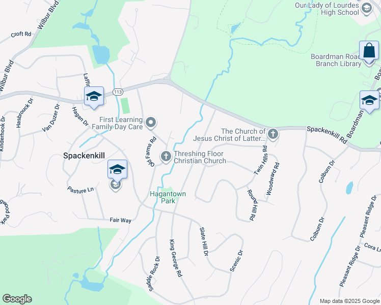 map of restaurants, bars, coffee shops, grocery stores, and more near 18 Millbank Road in Poughkeepsie