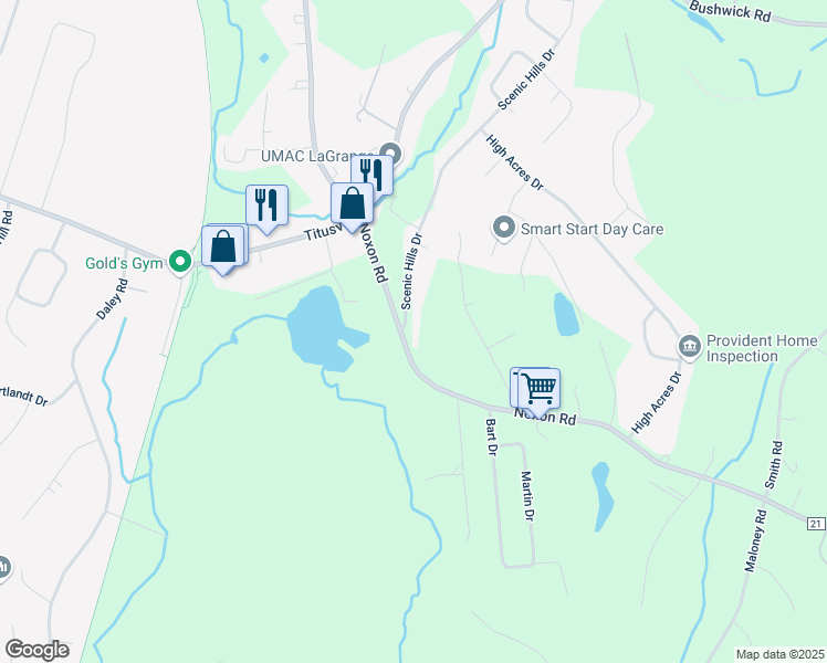 map of restaurants, bars, coffee shops, grocery stores, and more near 4 Scenic Hills Drive in Poughkeepsie