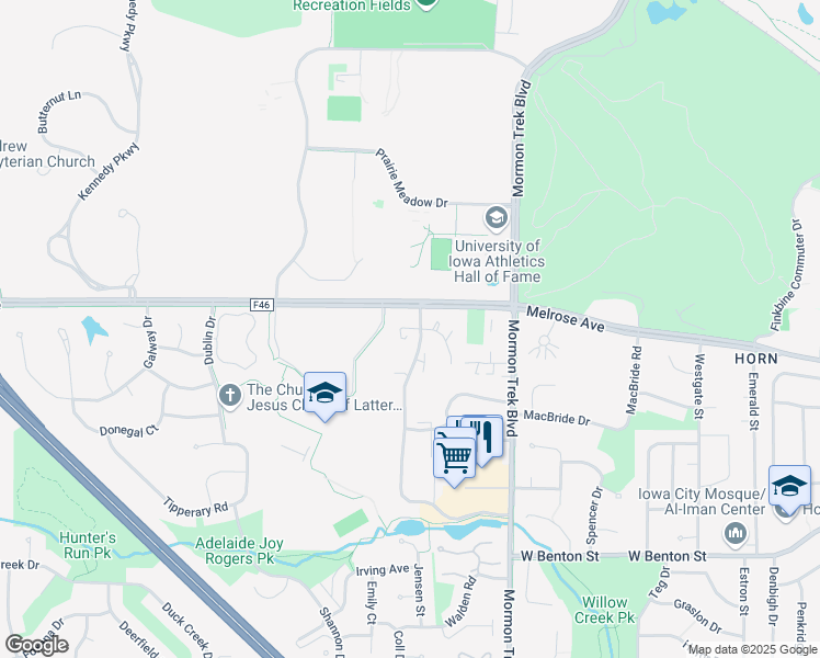 map of restaurants, bars, coffee shops, grocery stores, and more near 326 Willow Wind Place in Iowa City
