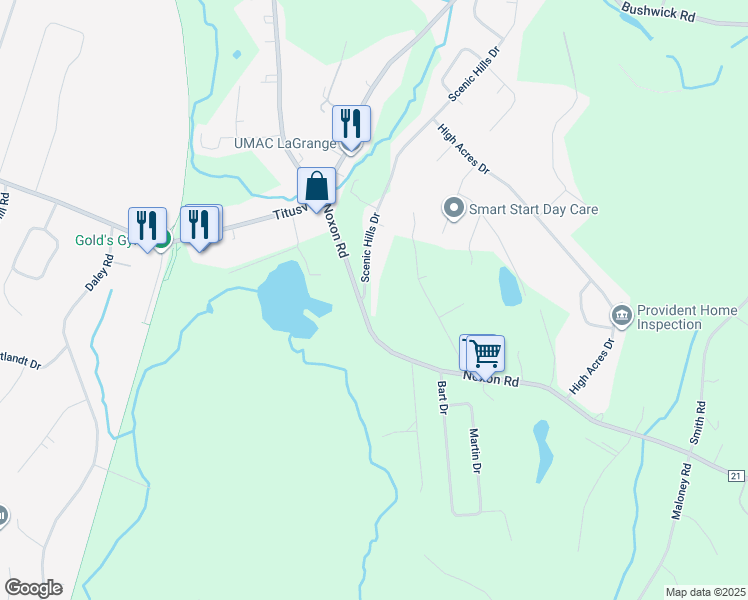 map of restaurants, bars, coffee shops, grocery stores, and more near 4 Scenic Hills Drive in Poughkeepsie