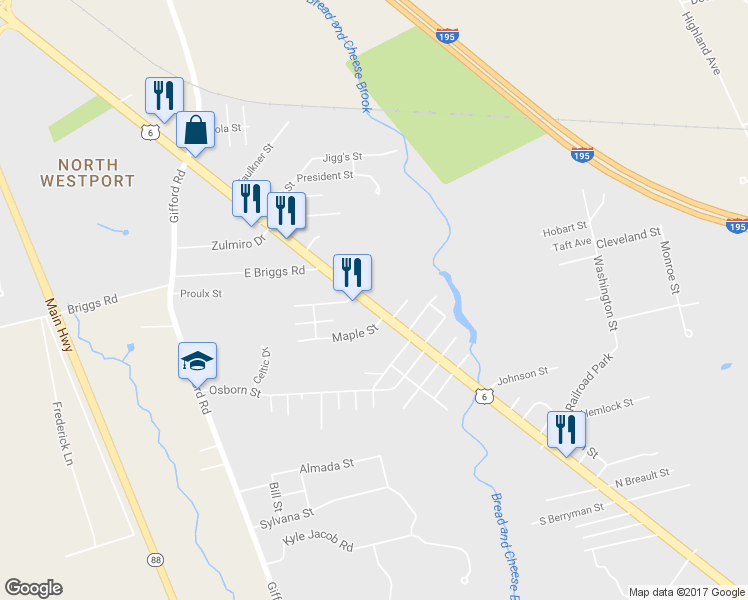 map of restaurants, bars, coffee shops, grocery stores, and more near 726 State Road in Westport