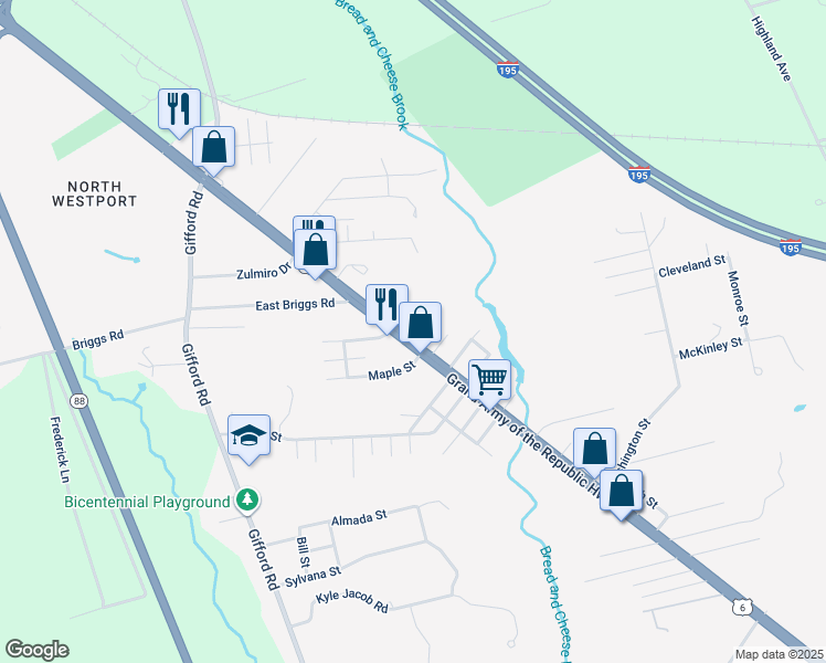 map of restaurants, bars, coffee shops, grocery stores, and more near 726 State Road in Westport