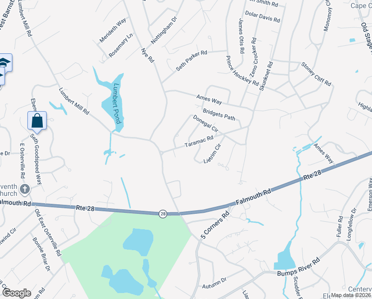 map of restaurants, bars, coffee shops, grocery stores, and more near 57 Taramac Road in Barnstable