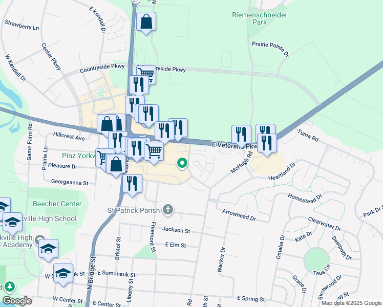 map of restaurants, bars, coffee shops, grocery stores, and more near in Yorkville