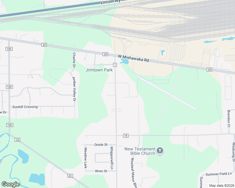 map of restaurants, bars, coffee shops, grocery stores, and more near 57710 County Road 1 in Elkhart