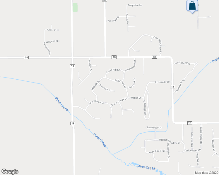 map of restaurants, bars, coffee shops, grocery stores, and more near 20263 Deer Path Court in Goshen