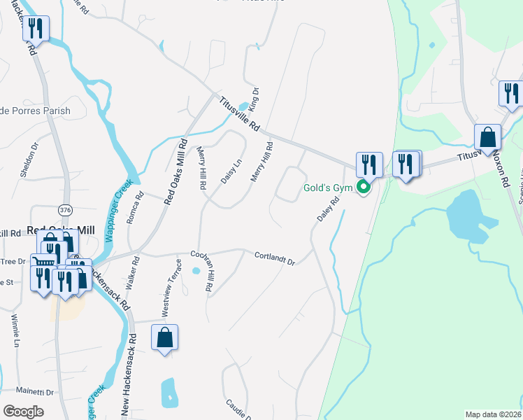 map of restaurants, bars, coffee shops, grocery stores, and more near 4 Arbor Hill Drive in Poughkeepsie