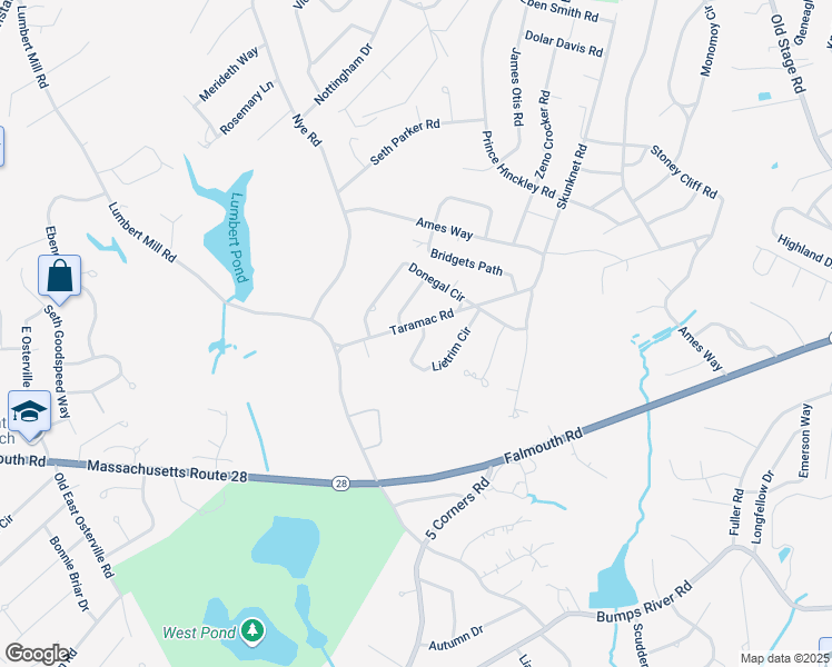 map of restaurants, bars, coffee shops, grocery stores, and more near 6 Lietrim Circle in Barnstable