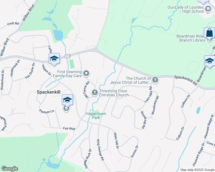 map of restaurants, bars, coffee shops, grocery stores, and more near 18 Millbank Road in Poughkeepsie