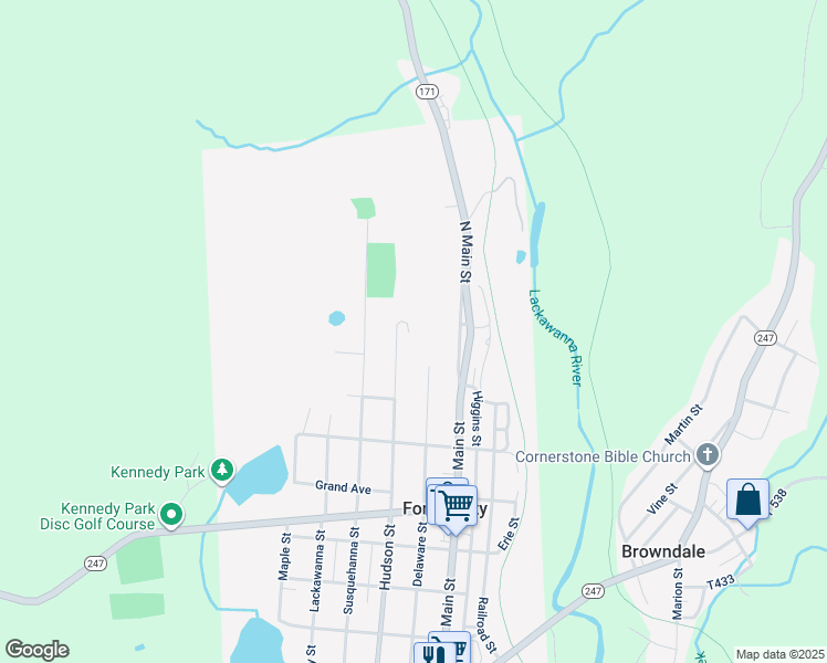map of restaurants, bars, coffee shops, grocery stores, and more near 1099 Hudson Street in Forest City