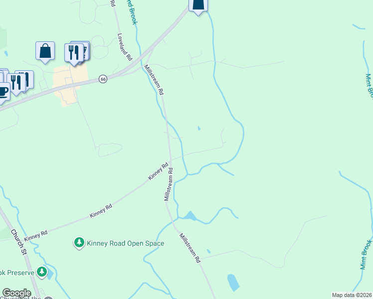 map of restaurants, bars, coffee shops, grocery stores, and more near 179 Kinney Road in Hebron
