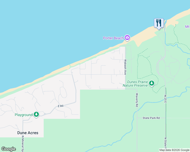 map of restaurants, bars, coffee shops, grocery stores, and more near 389 Bote Drive in Porter