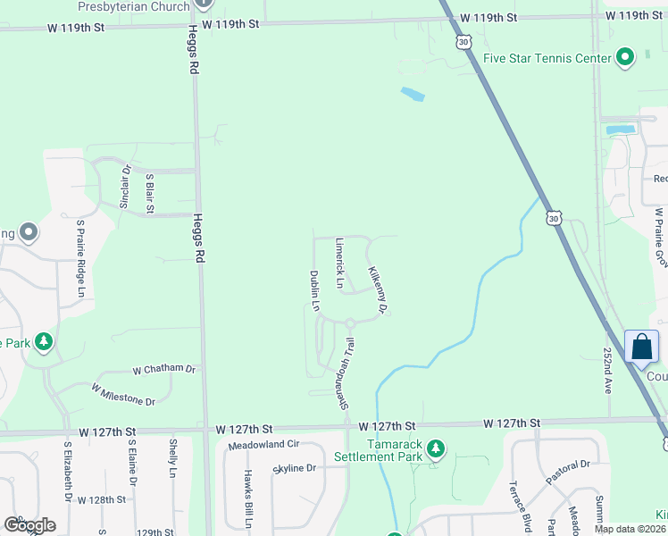 map of restaurants, bars, coffee shops, grocery stores, and more near 12337 Dublin Lane in Plainfield