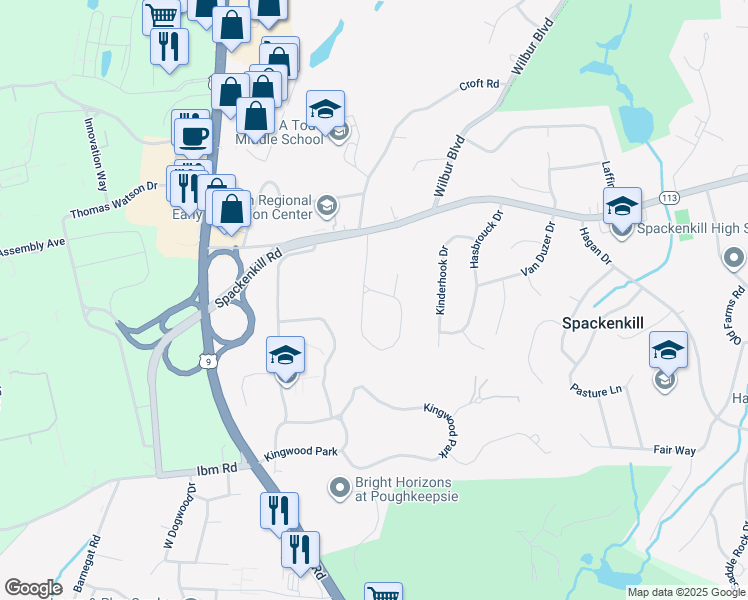 map of restaurants, bars, coffee shops, grocery stores, and more near 14 Flower Hill Road in Poughkeepsie