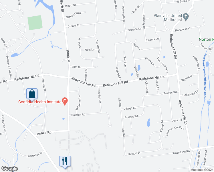 map of restaurants, bars, coffee shops, grocery stores, and more near 560 Redstone Hill Road in Bristol