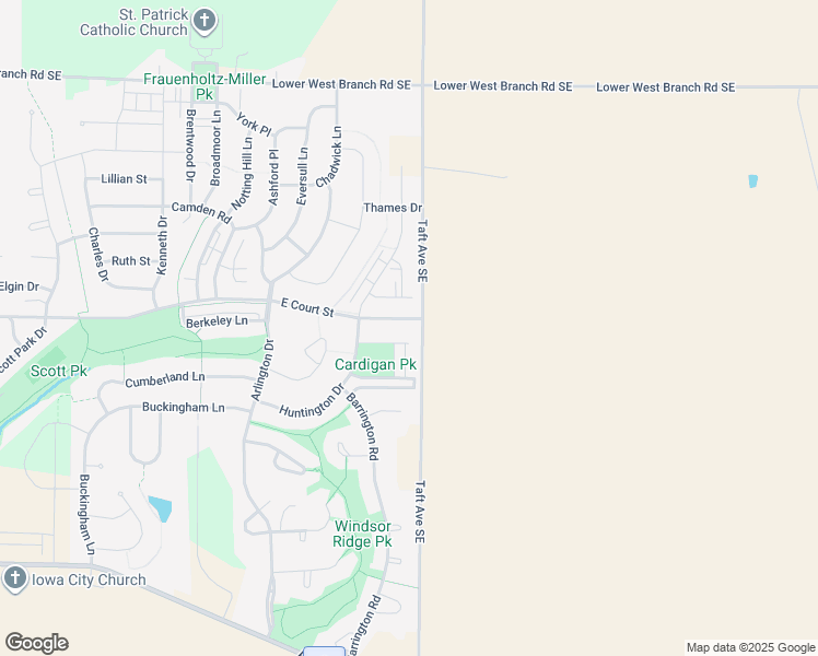map of restaurants, bars, coffee shops, grocery stores, and more near 409 Taft Avenue Southeast in Iowa City