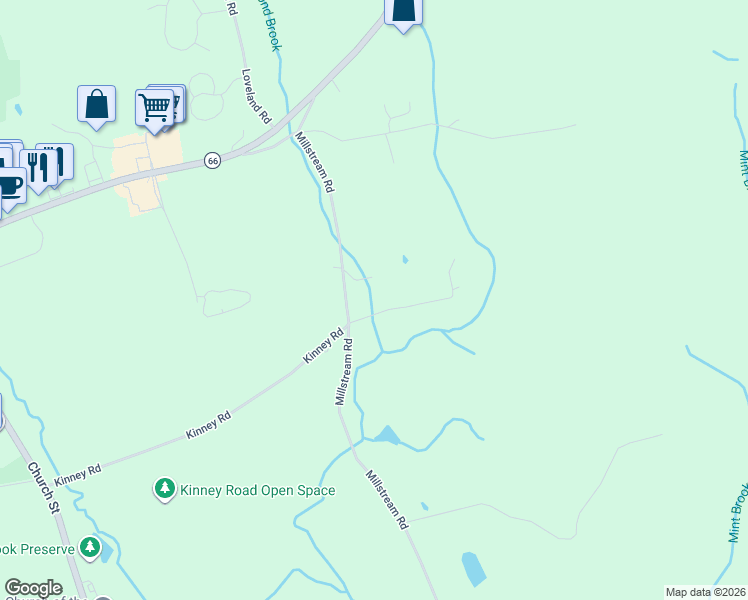 map of restaurants, bars, coffee shops, grocery stores, and more near 179 Kinney Road in Hebron