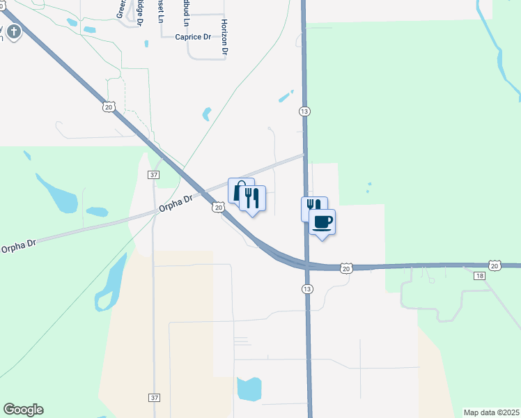 map of restaurants, bars, coffee shops, grocery stores, and more near 118 Bambi Court in Middlebury