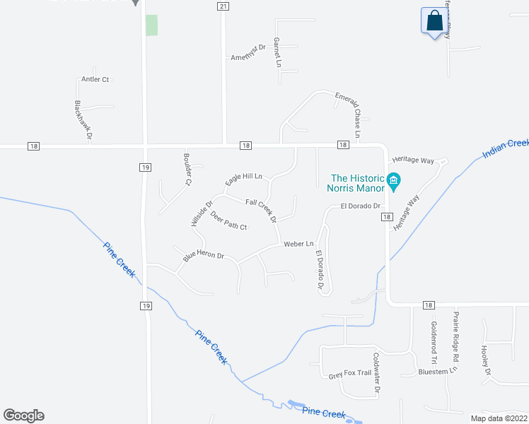 map of restaurants, bars, coffee shops, grocery stores, and more near 57718 Fall Creek Drive in Goshen