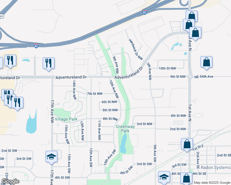 map of restaurants, bars, coffee shops, grocery stores, and more near 1001 7th Street Northwest in Altoona