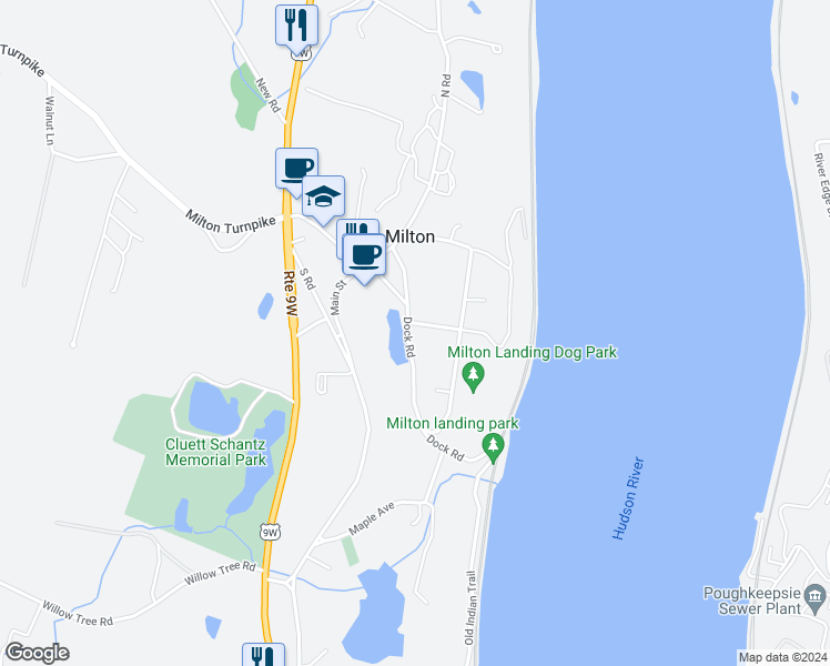map of restaurants, bars, coffee shops, grocery stores, and more near 138 Dock Road in Milton