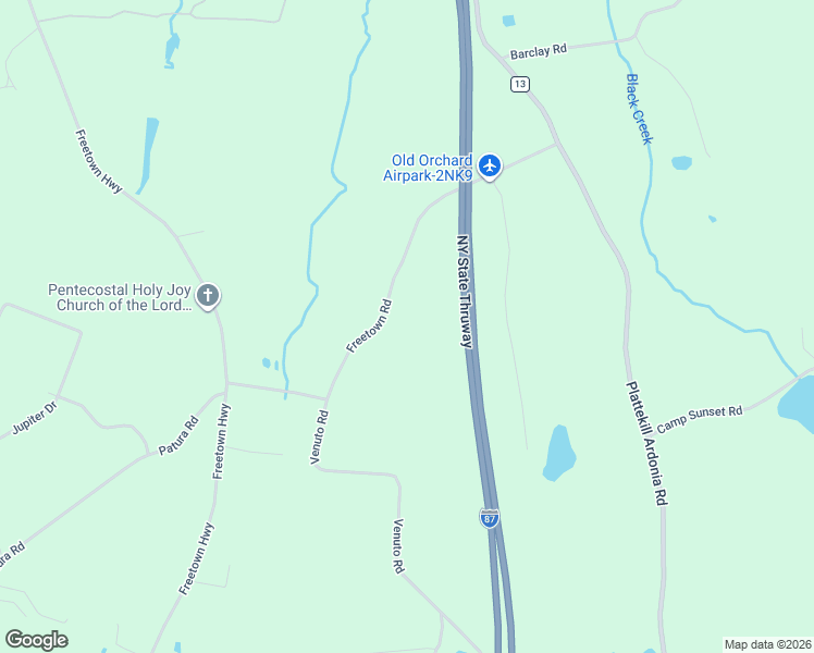 map of restaurants, bars, coffee shops, grocery stores, and more near 90 Freetown Road in Wallkill