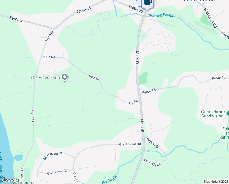 map of restaurants, bars, coffee shops, grocery stores, and more near 84 Dug Road in Glastonbury