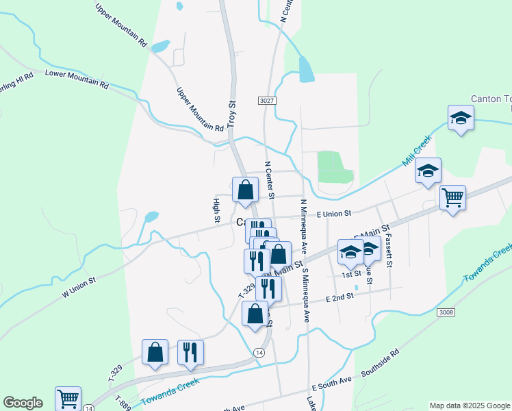 map of restaurants, bars, coffee shops, grocery stores, and more near 238 Troy Street in Canton
