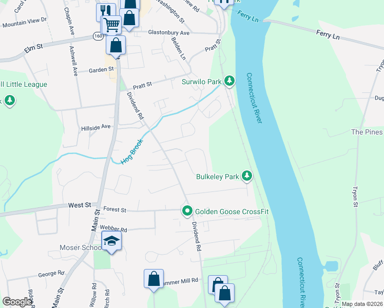 map of restaurants, bars, coffee shops, grocery stores, and more near 3 Jennifer's Way in Rocky Hill