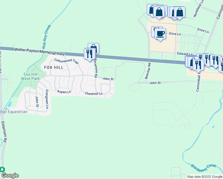 map of restaurants, bars, coffee shops, grocery stores, and more near 1317 Chestnut Lane in Yorkville