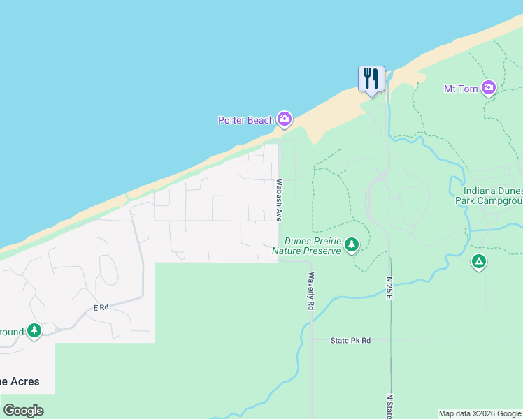 map of restaurants, bars, coffee shops, grocery stores, and more near 2912 State Street in Porter