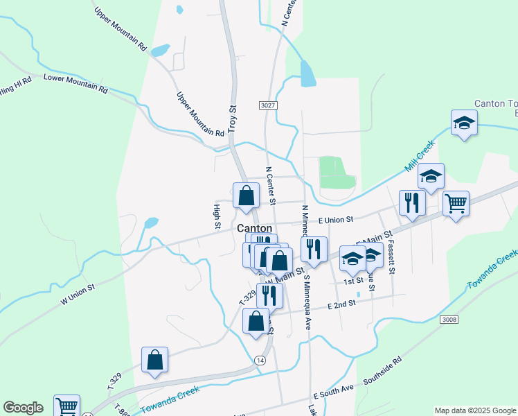 map of restaurants, bars, coffee shops, grocery stores, and more near 238 Troy Street in Canton