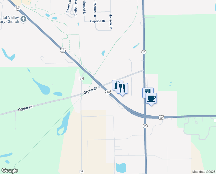 map of restaurants, bars, coffee shops, grocery stores, and more near 130 Orpha Drive in Middlebury