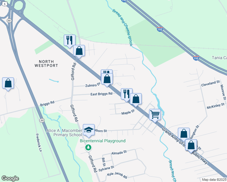 map of restaurants, bars, coffee shops, grocery stores, and more near in Westport