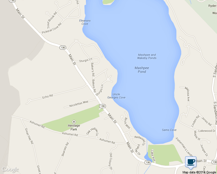 map of restaurants, bars, coffee shops, grocery stores, and more near 23 Sturgis Lane in Mashpee