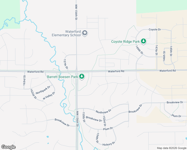 map of restaurants, bars, coffee shops, grocery stores, and more near 15408 Waterford Road in Grimes