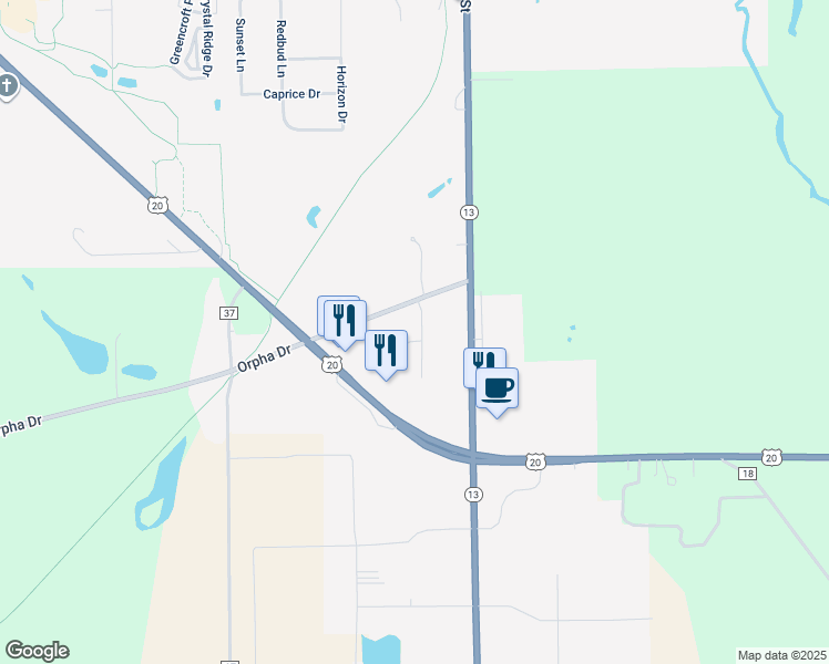map of restaurants, bars, coffee shops, grocery stores, and more near 114B Fawn Drive in Middlebury