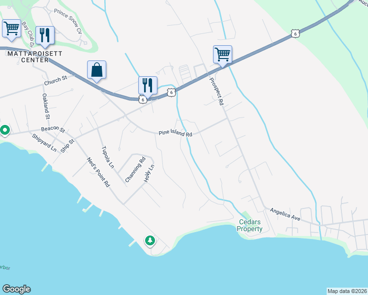 map of restaurants, bars, coffee shops, grocery stores, and more near 5 Pico Beach Road in Mattapoisett